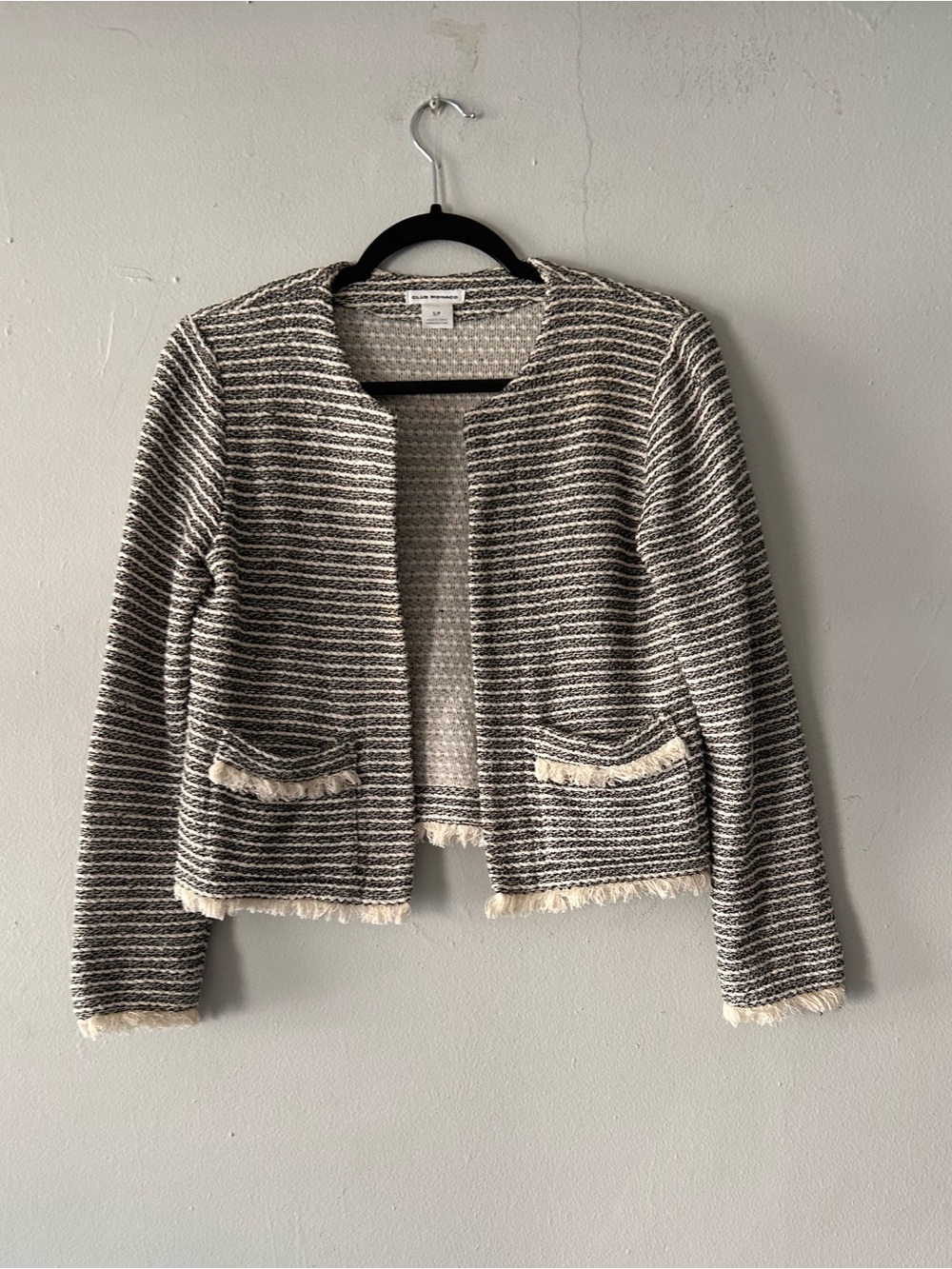 Club Monaco Knot Black White Jacket Work Wear Size Small Open front